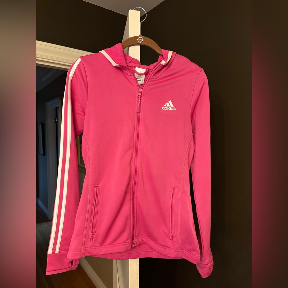 Adidas Women's Pink Hooded Track Jacket